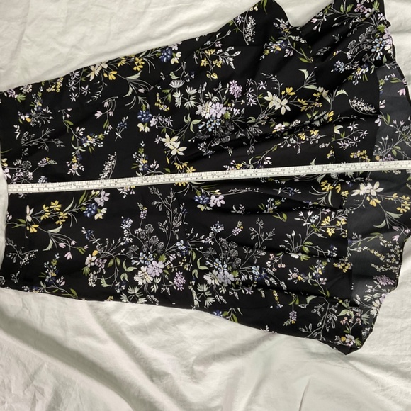 Flounced, high-low black flowered LeChateau skirt, size 4 - Picture 2 of 6